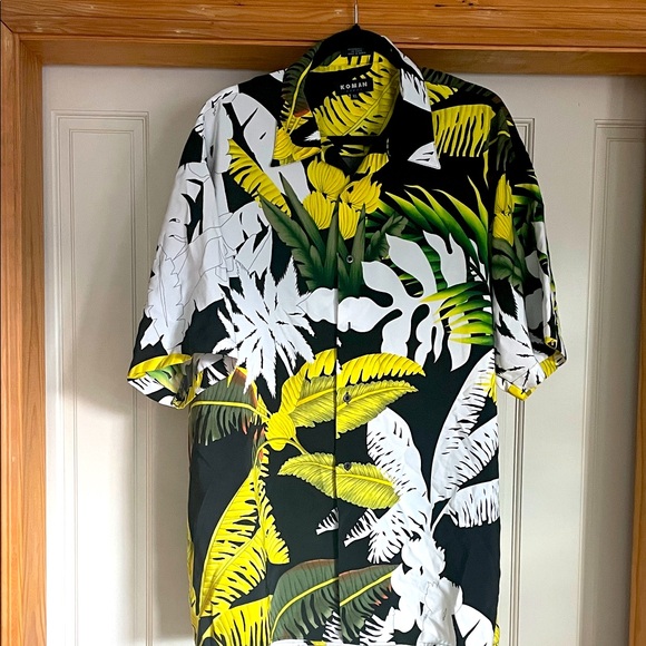 Koman Tropical Leaf Print Shirt. Size XL - Picture 1 of 6